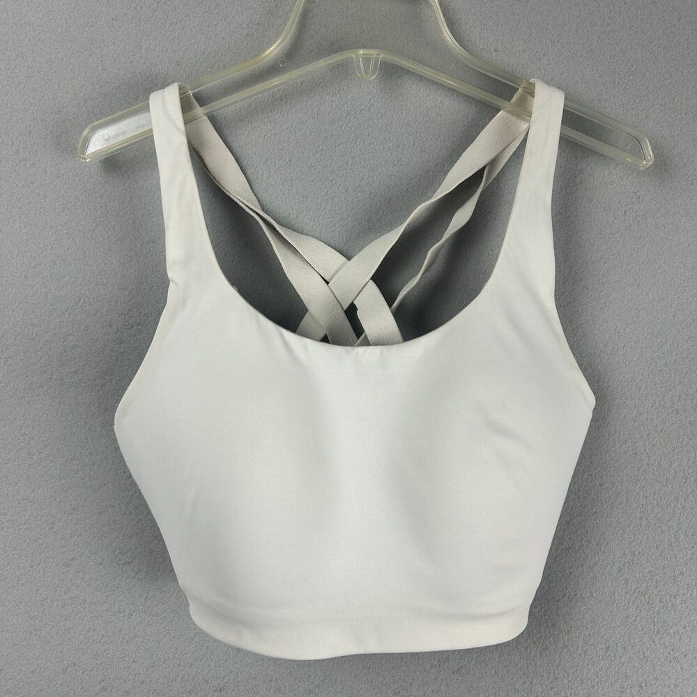 Lululemon Sports Bra 38D White Criss Cross Strappy Back Padded High Support Bra